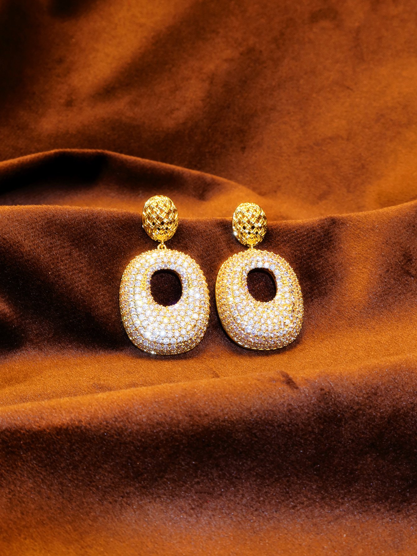 Gold Embellished Danglers Earrings