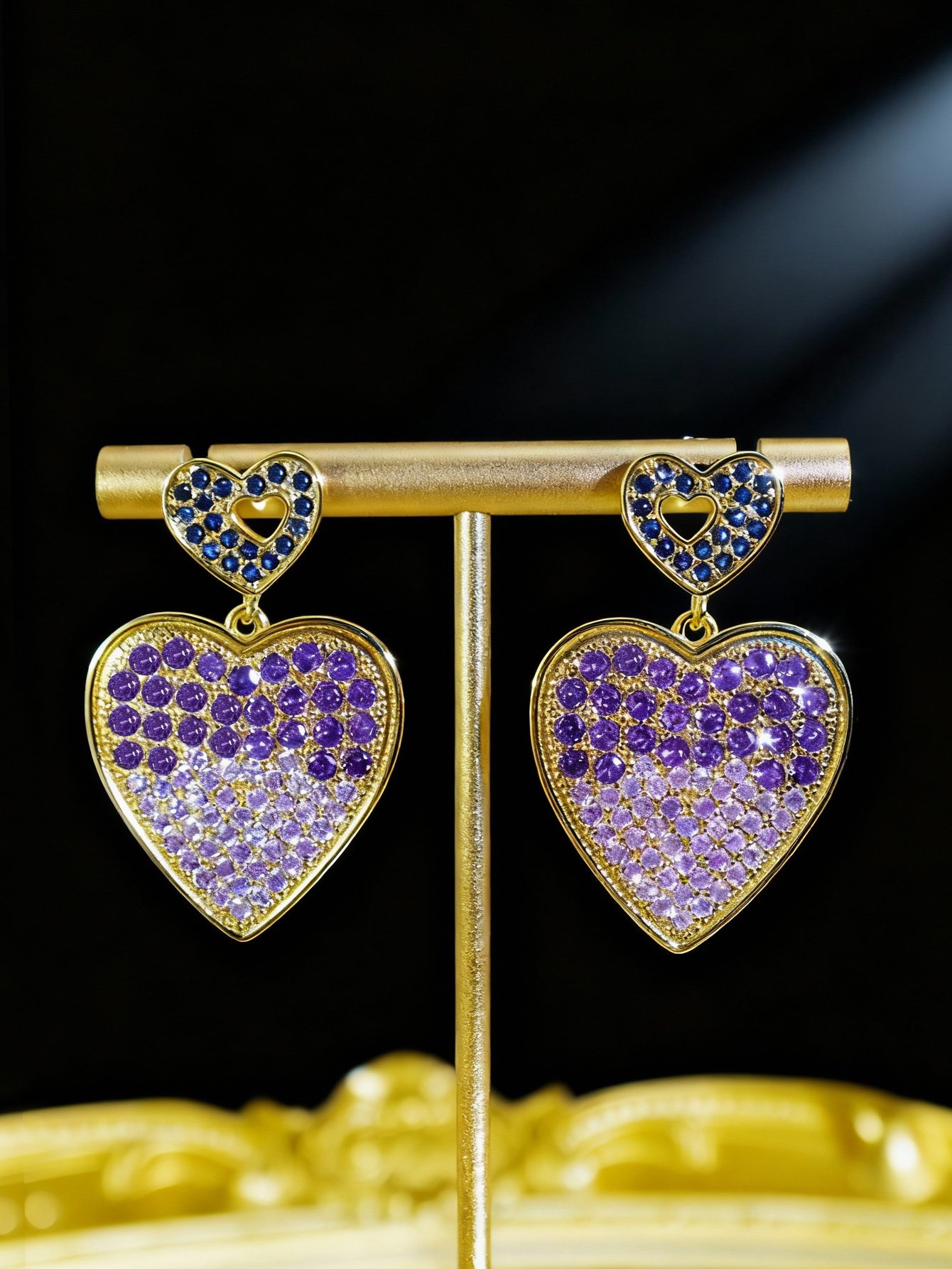 Gold Crystal Danglers Earrings