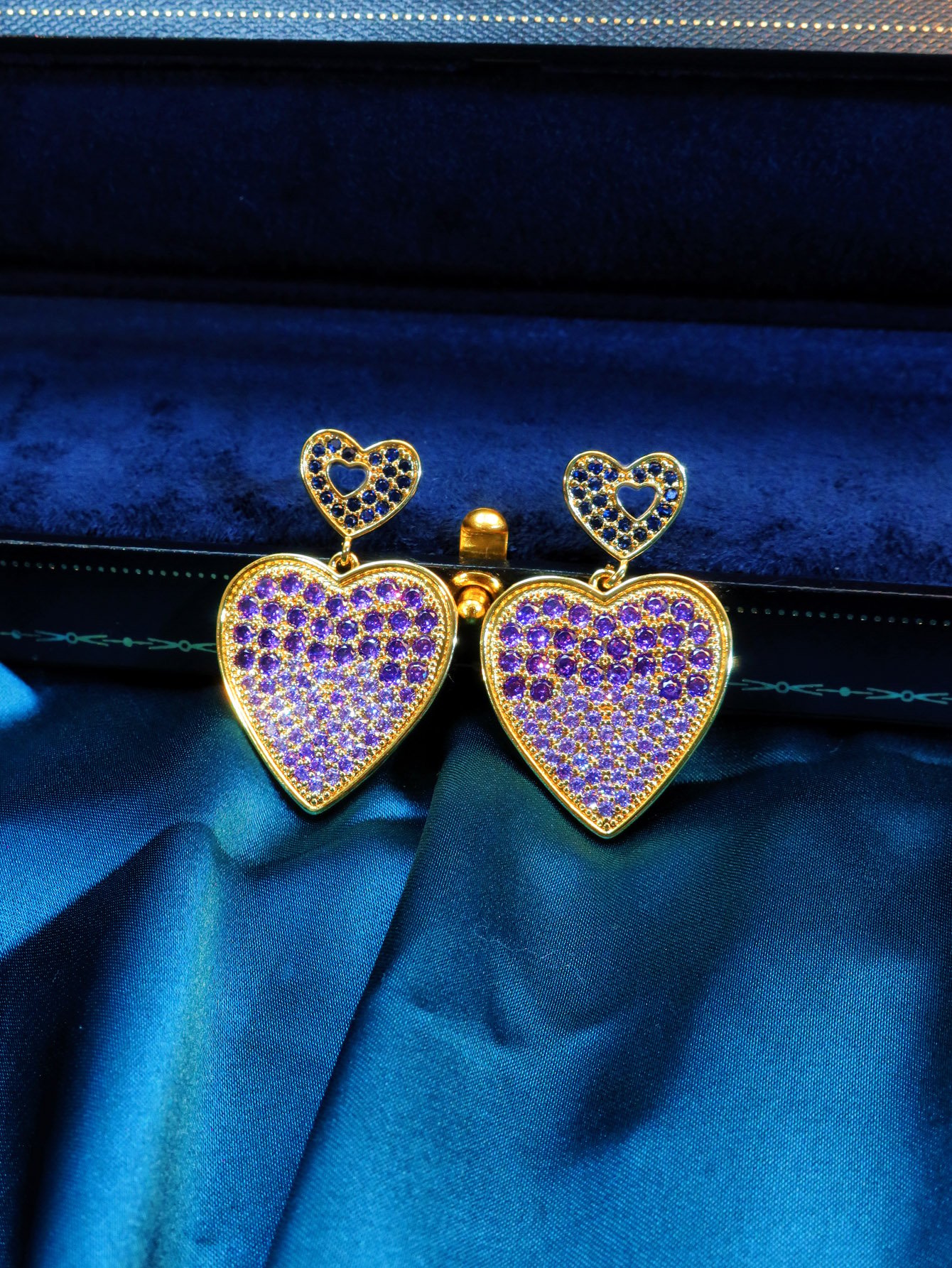 Gold Crystal Danglers Earrings