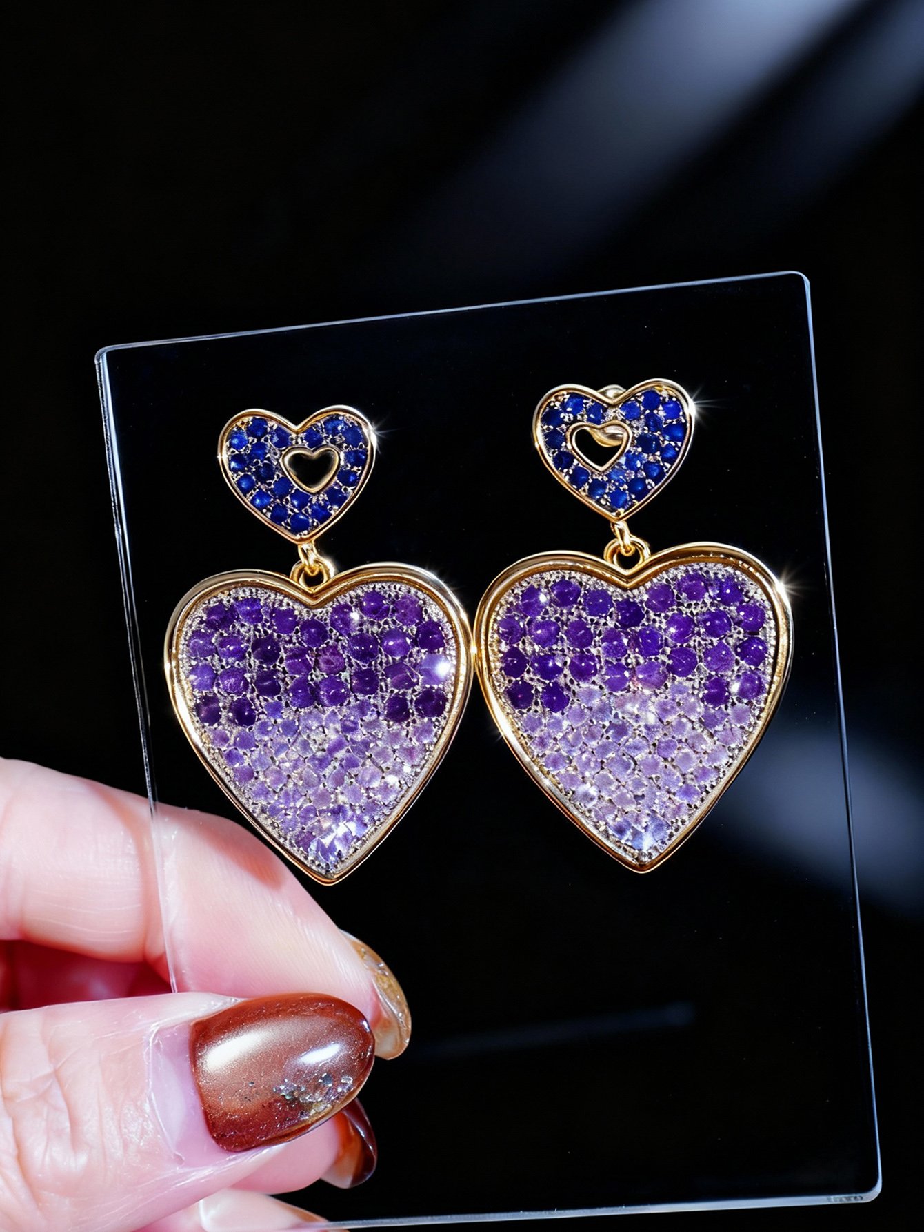 Gold Crystal Danglers Earrings