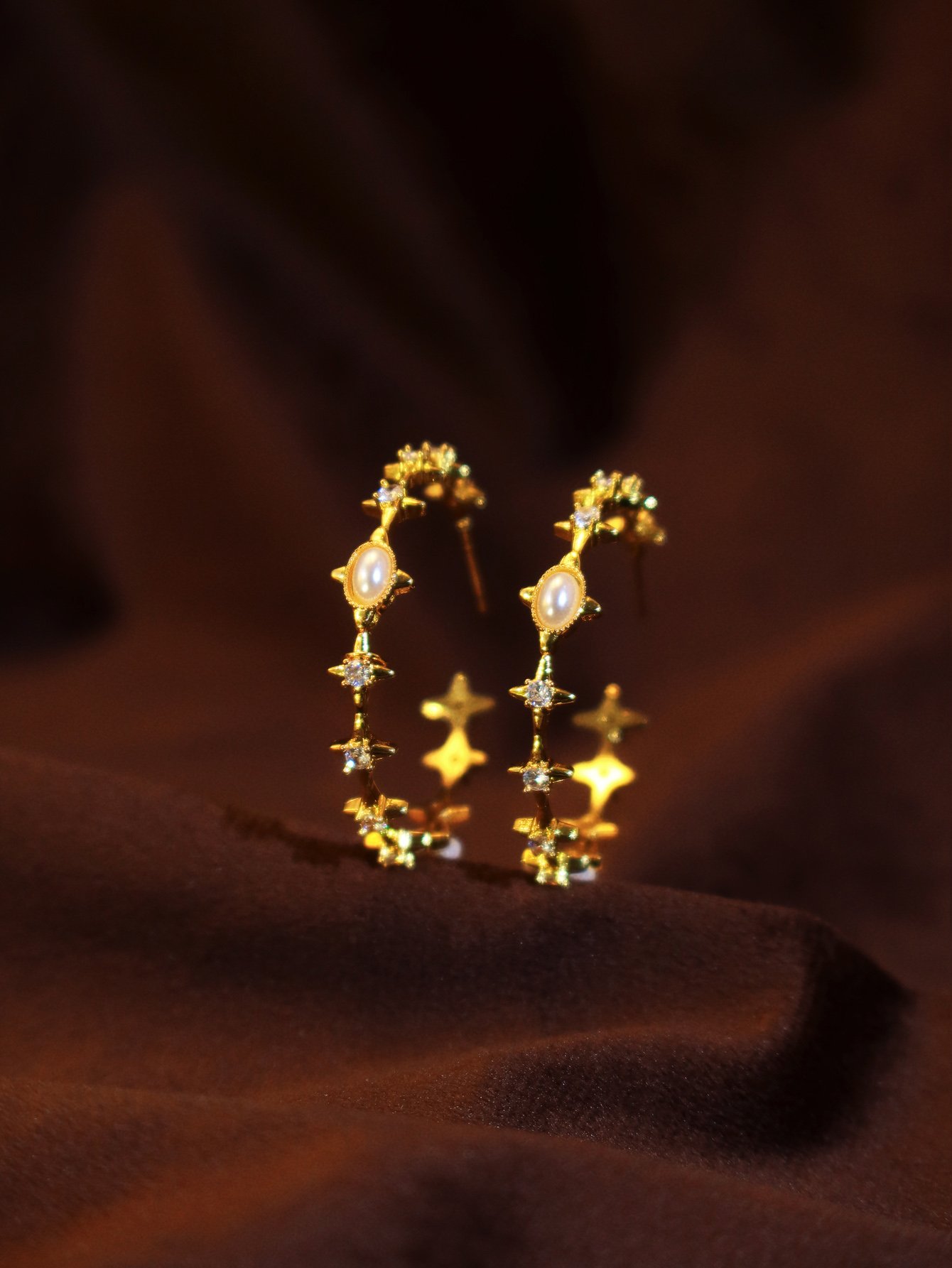 Gold Pearl Hoop Earrings