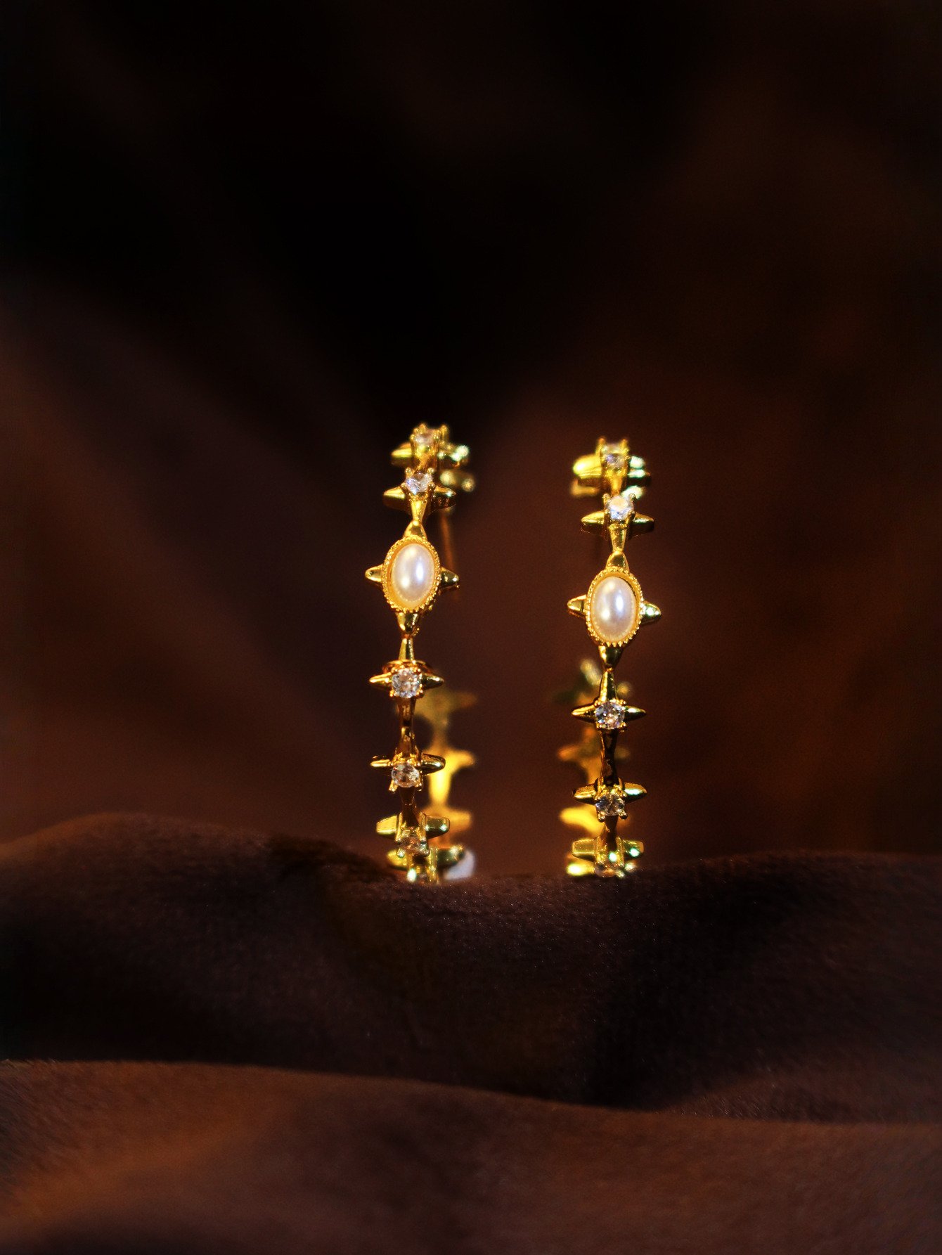 Gold Pearl Hoop Earrings