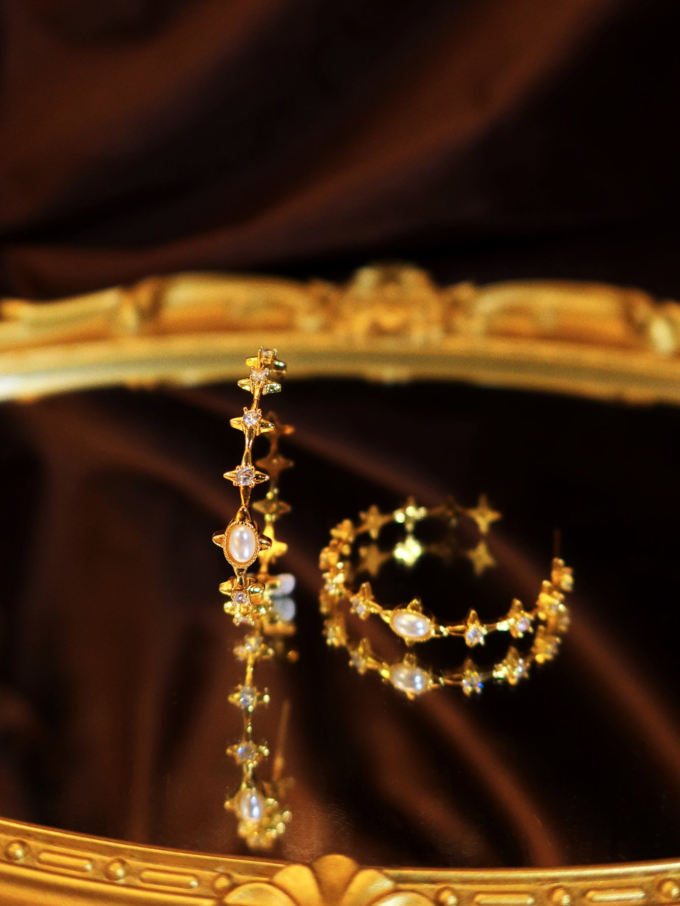 Gold Pearl Hoop Earrings