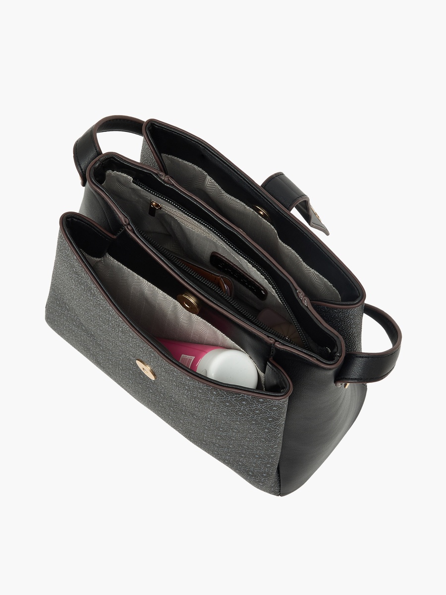 Geometric Print Tote Bag with Detachable Strap