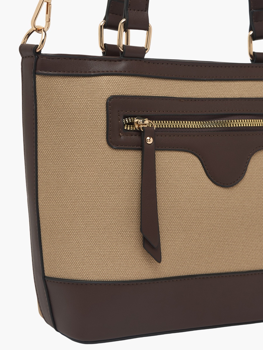 Textured Tote Bag with Detachable Strap