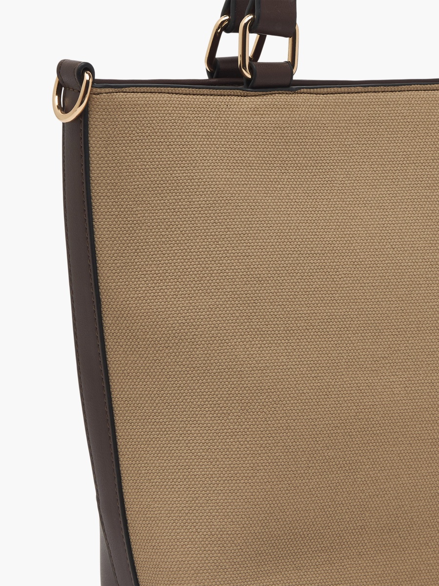 Textured Tote Bag with Detachable Strap