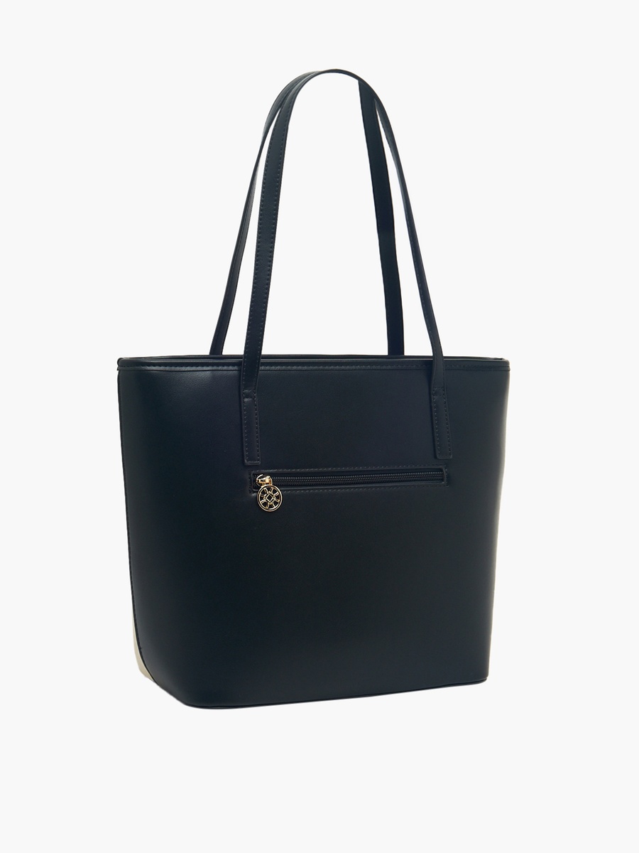 Textured Tote Bag with Charm