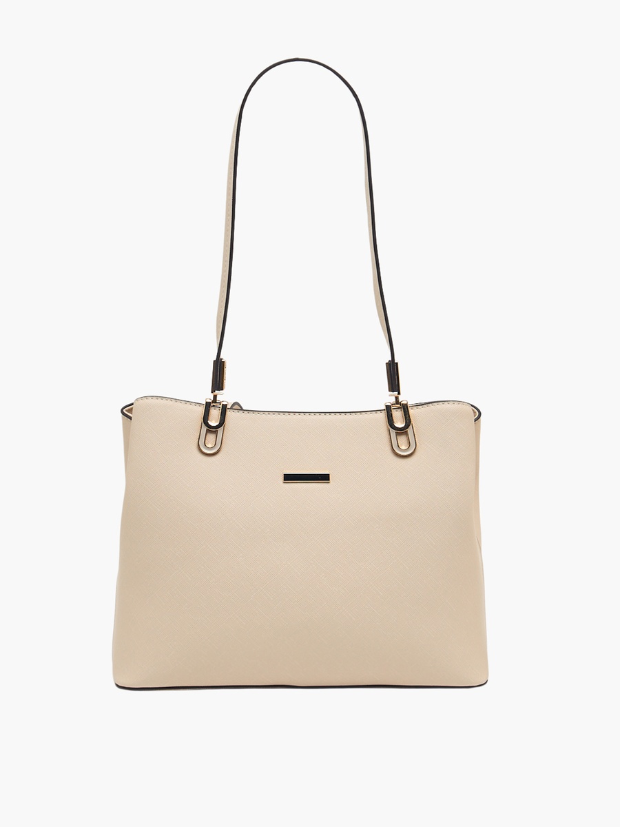 Textured Tote Bag with Double Handle