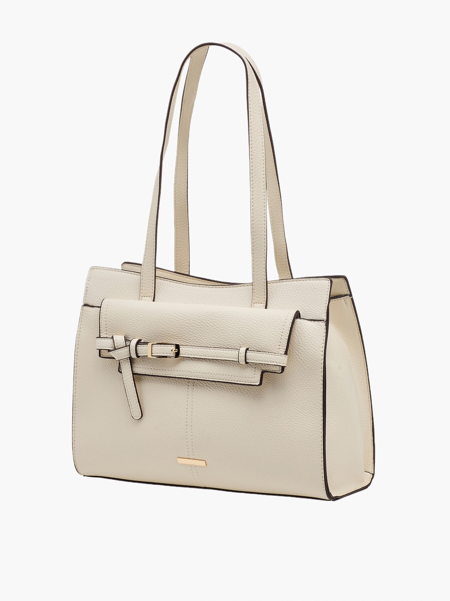 Textured Tote Bag with Zip Closure
