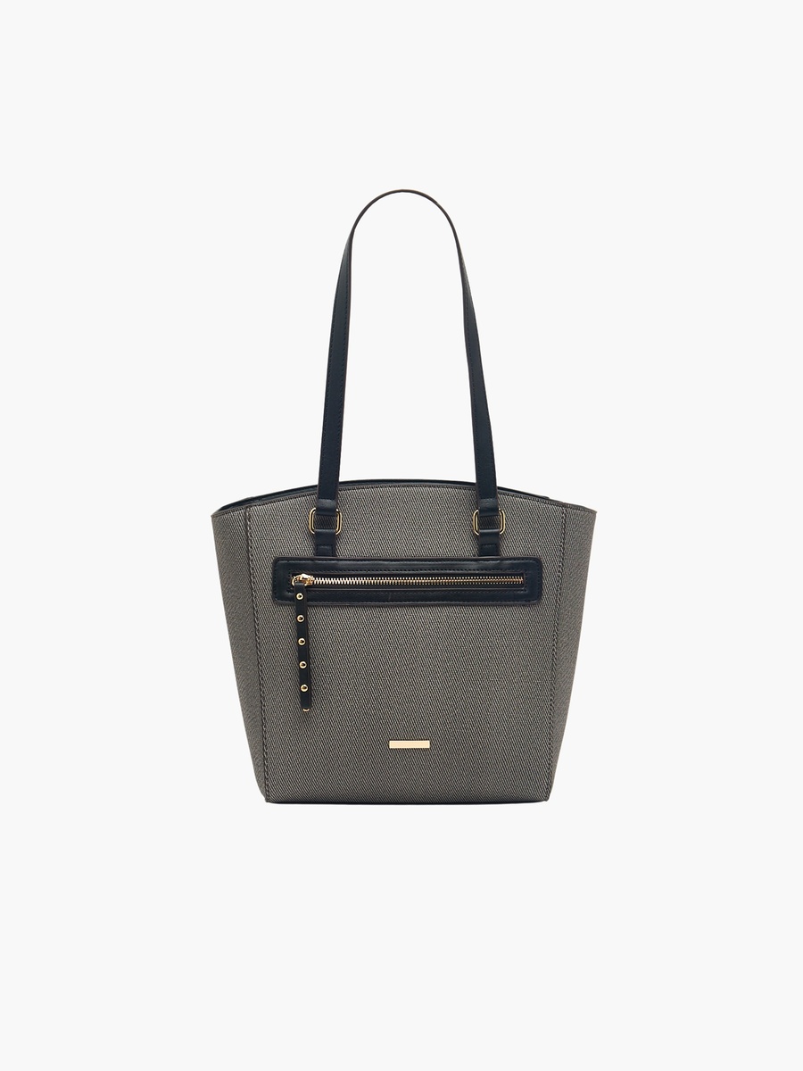 Textured Tote Bag with Zip Closure