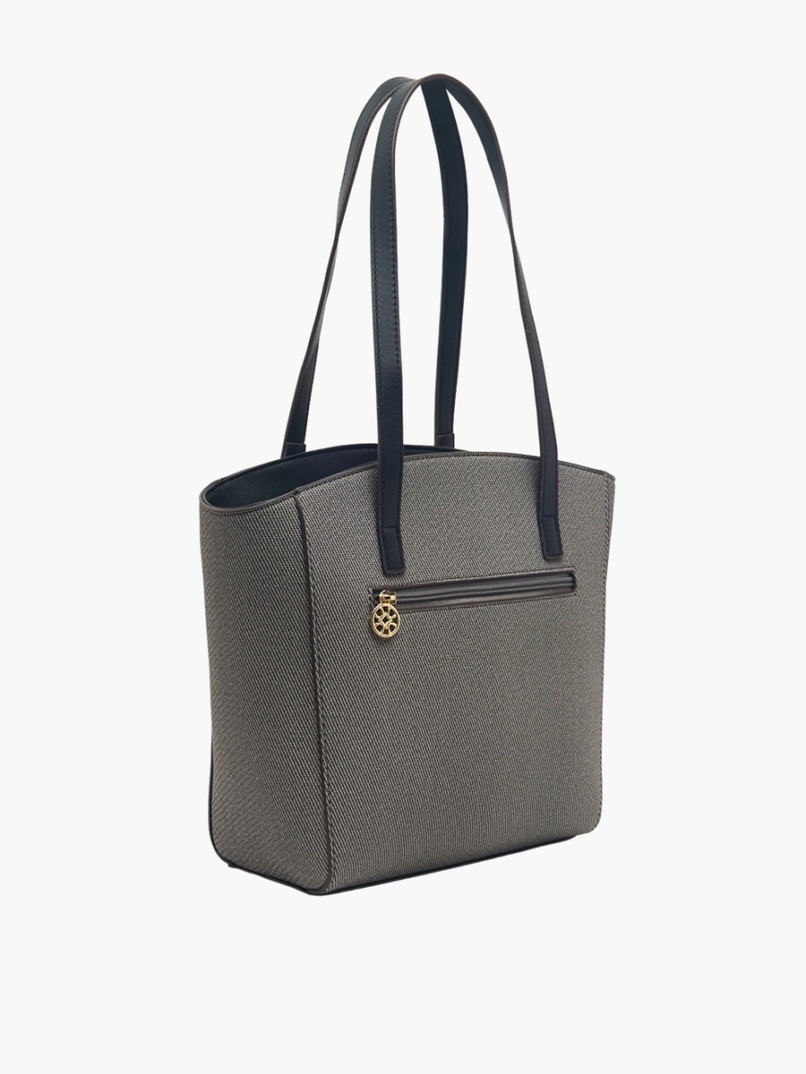 Textured Tote Bag with Zip Closure