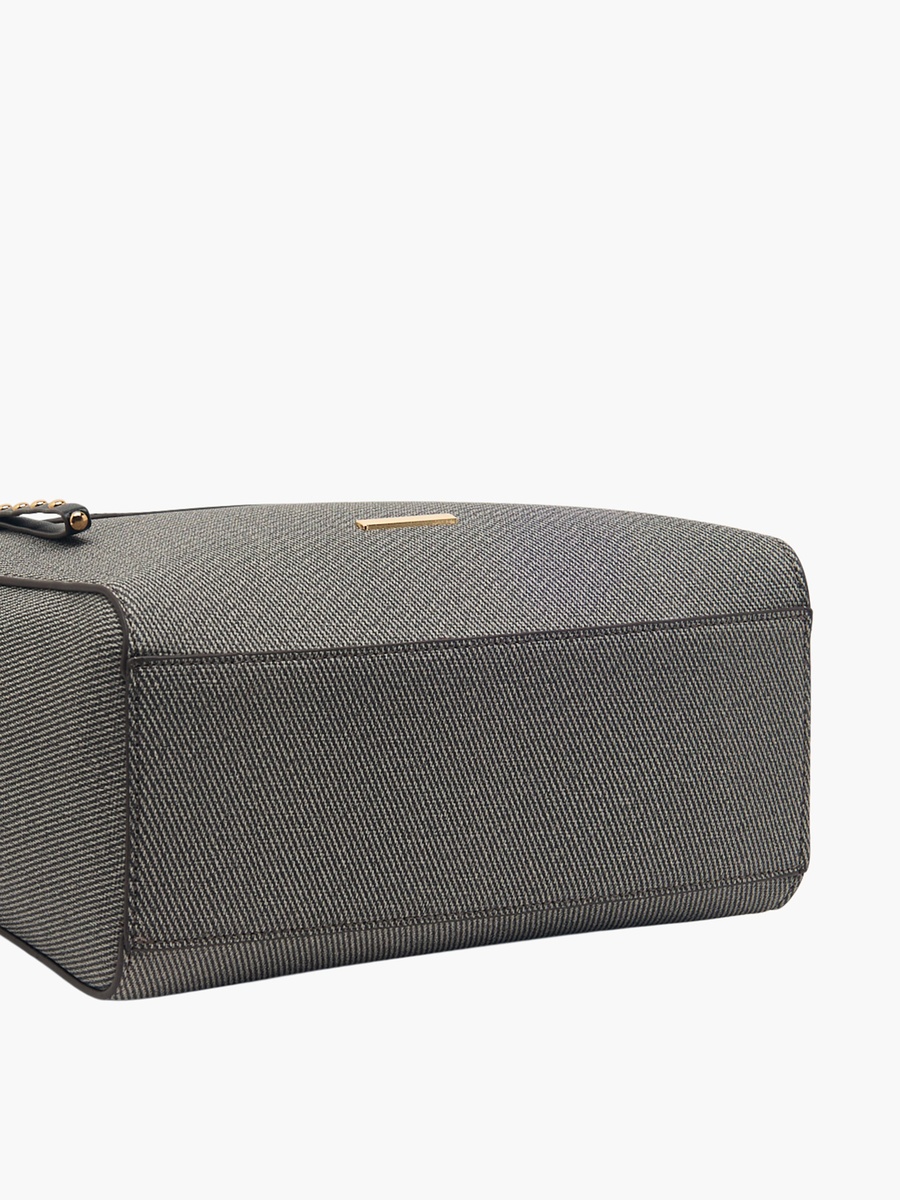 Textured Tote Bag with Zip Closure