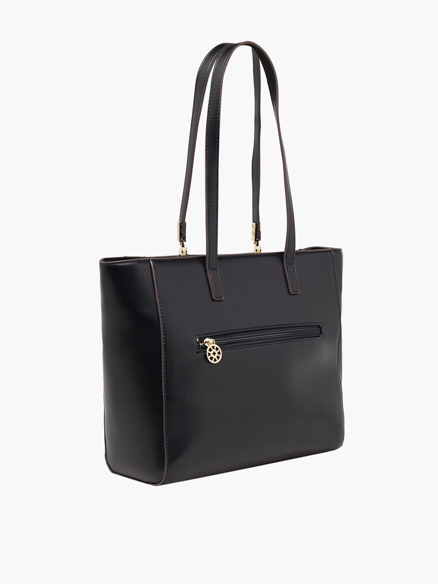 Textured Tote Bag with Zip Closure
