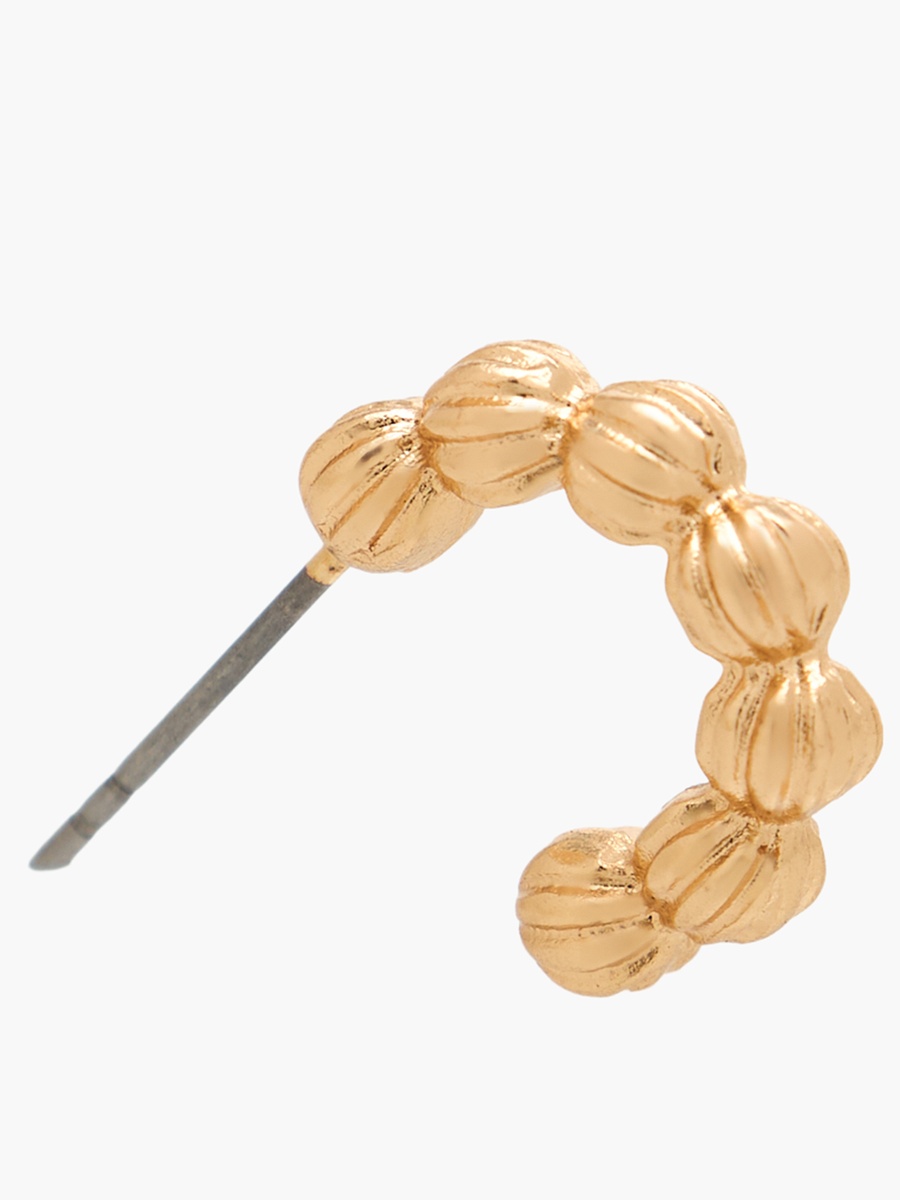 Pack of 3 Gold Tone Textured Hoop Earrings with Pushback Closure