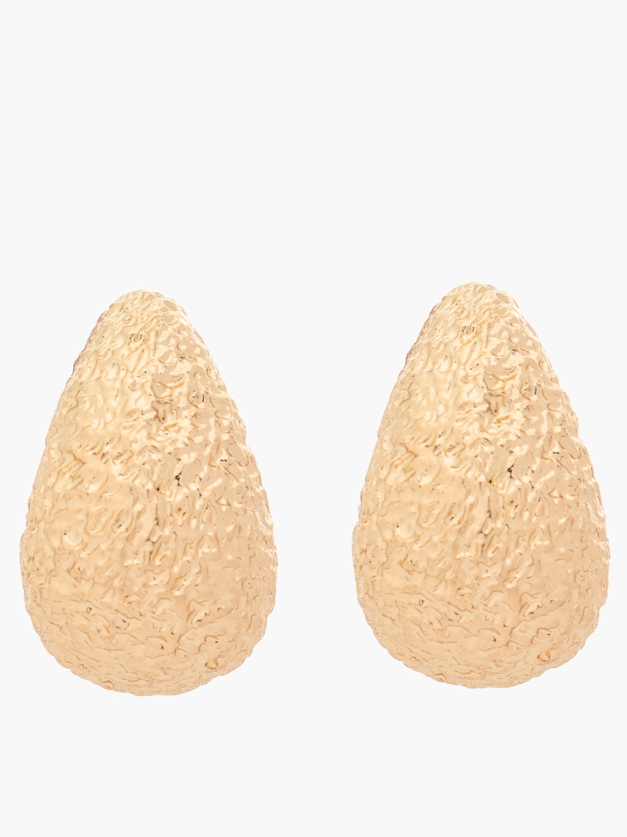 Gold Tone Teardrop Stud Earrings with Pushback Closure