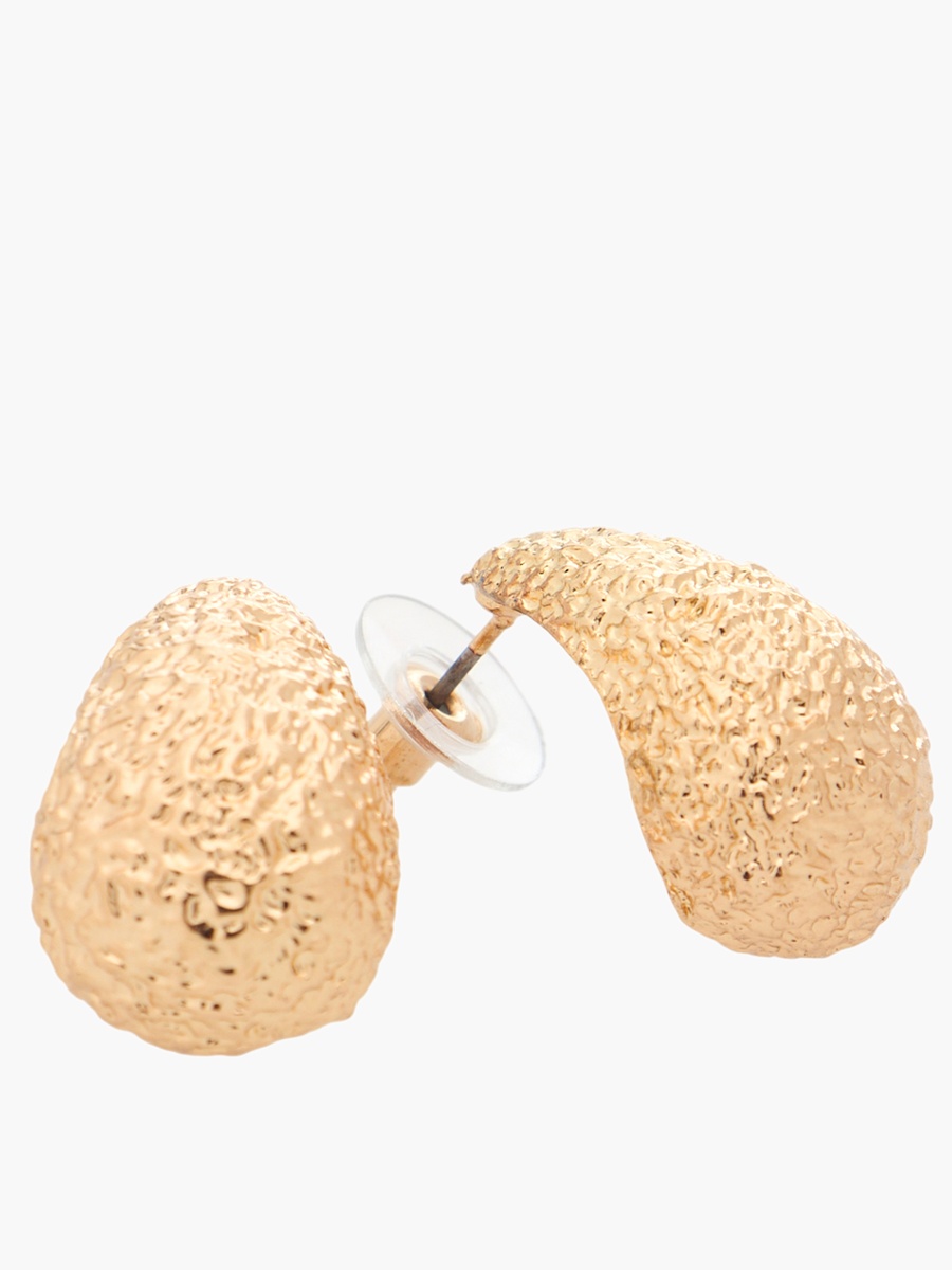 Gold Tone Teardrop Stud Earrings with Pushback Closure