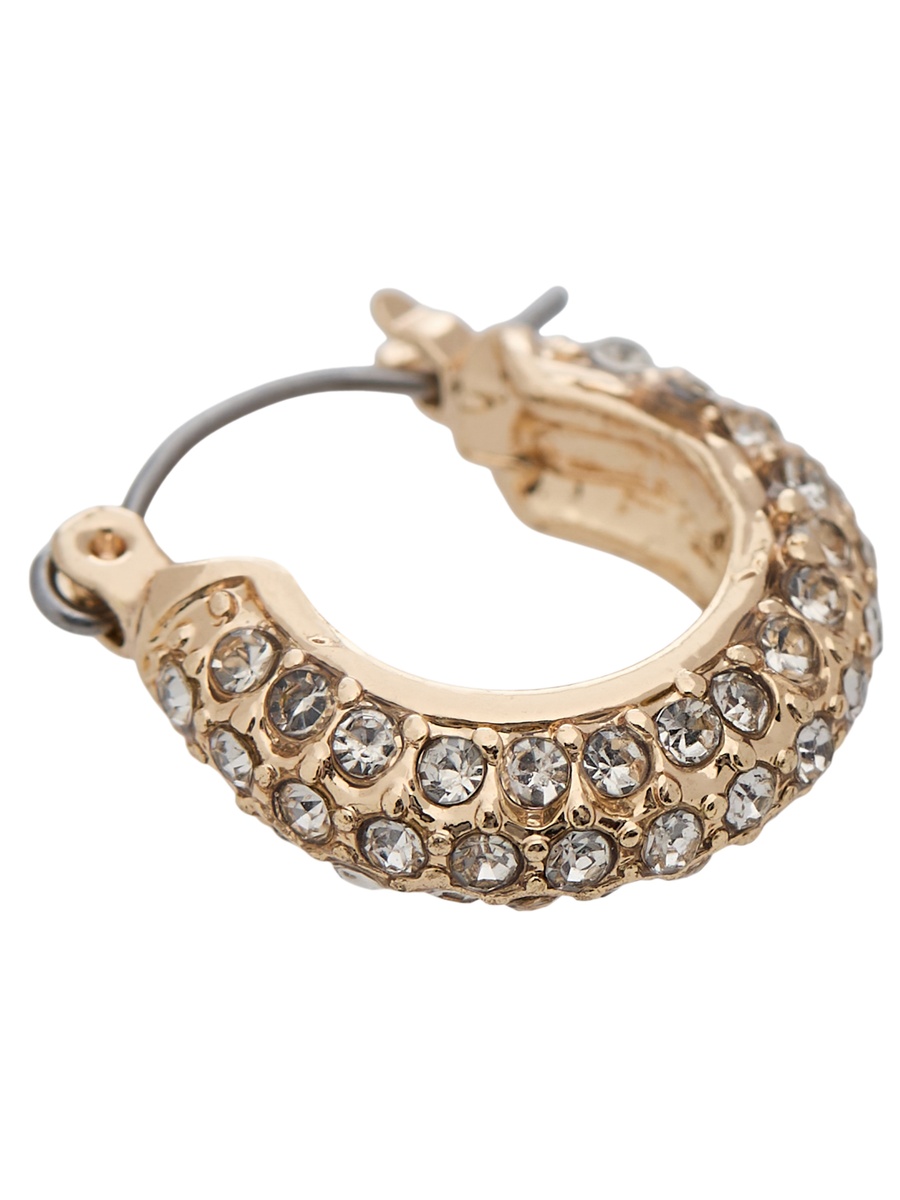 Gold Tone Embellished Hoop Earrings with Hinged Closure