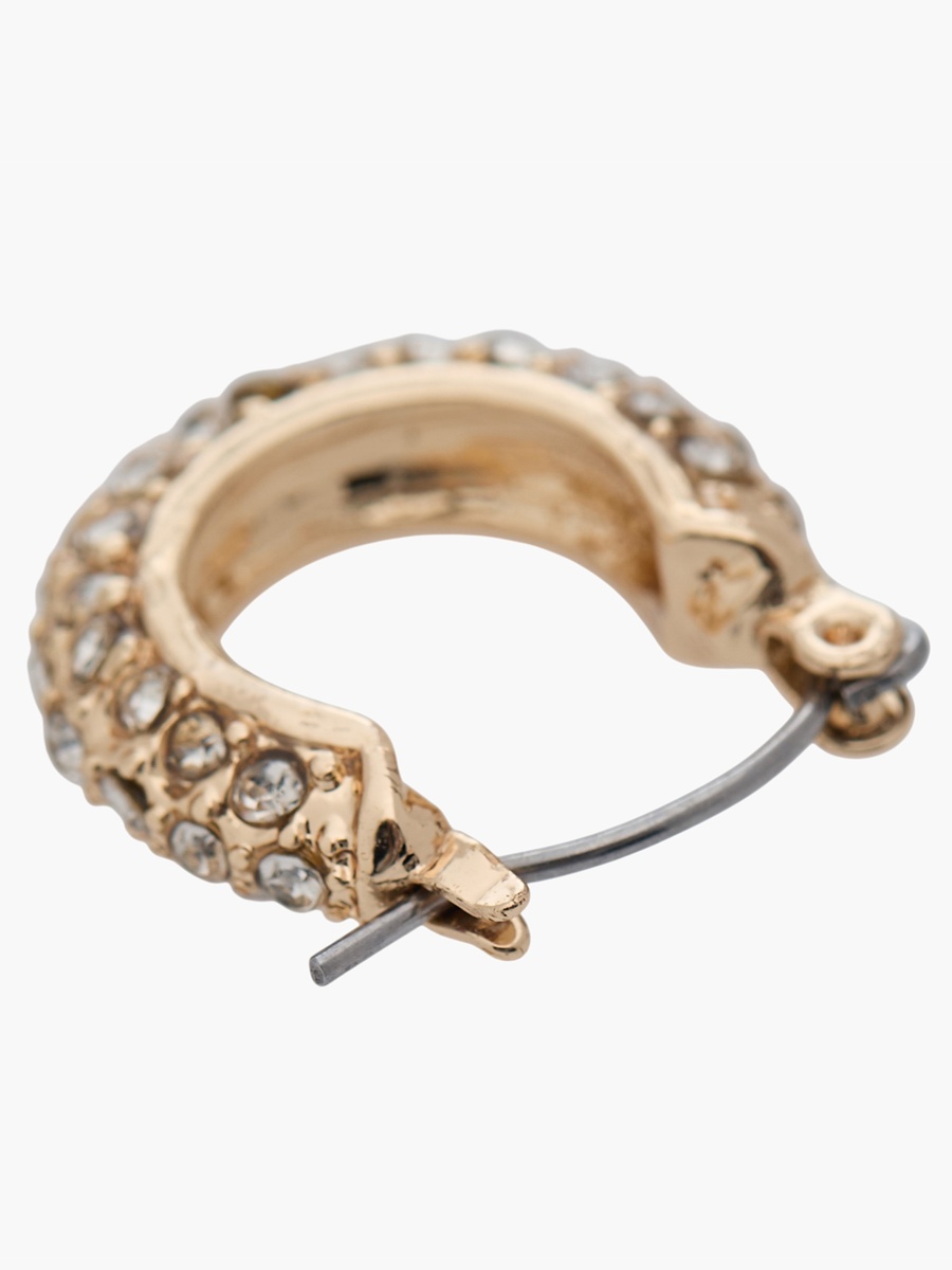 Gold Tone Embellished Hoop Earrings with Hinged Closure
