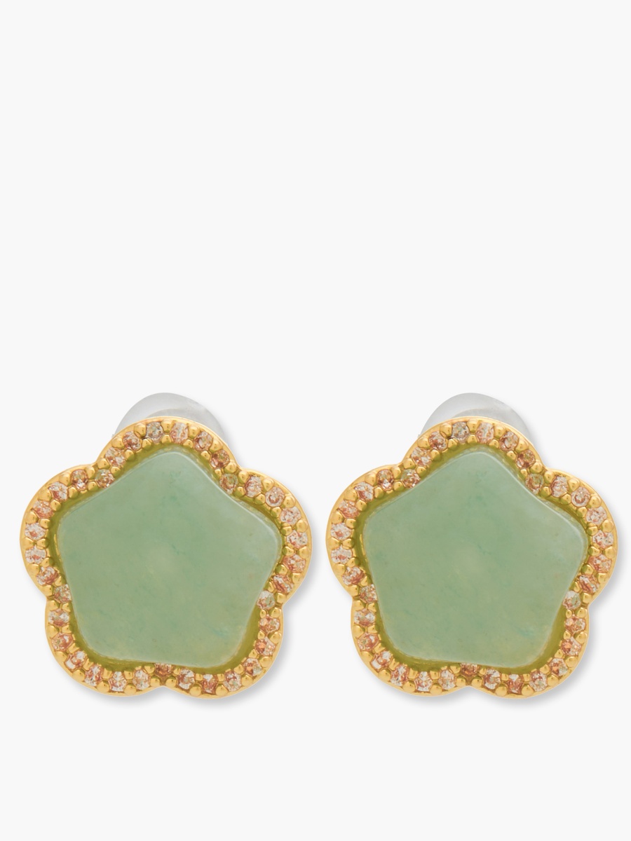 Floral Design Metallic Stud Earrings with Pushback Closure
