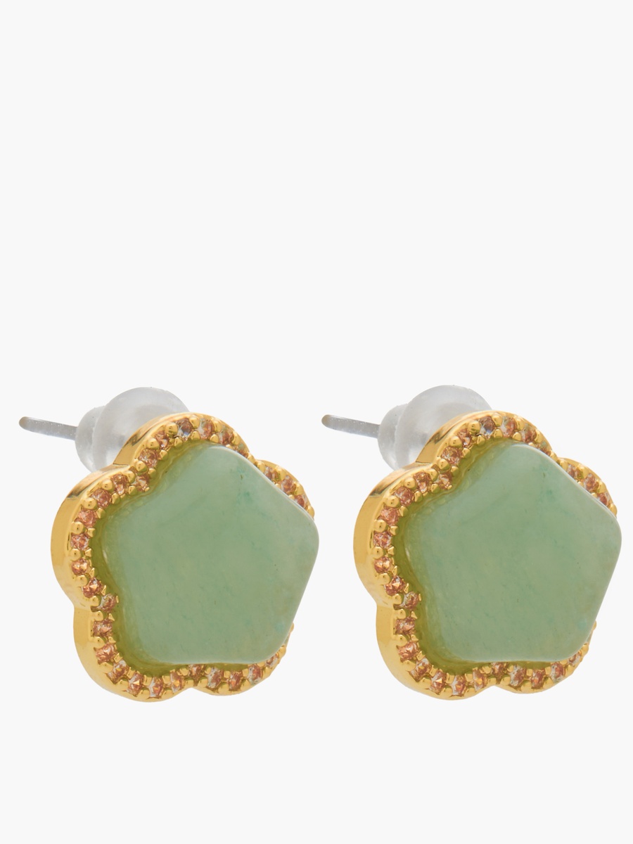 Floral Design Metallic Stud Earrings with Pushback Closure