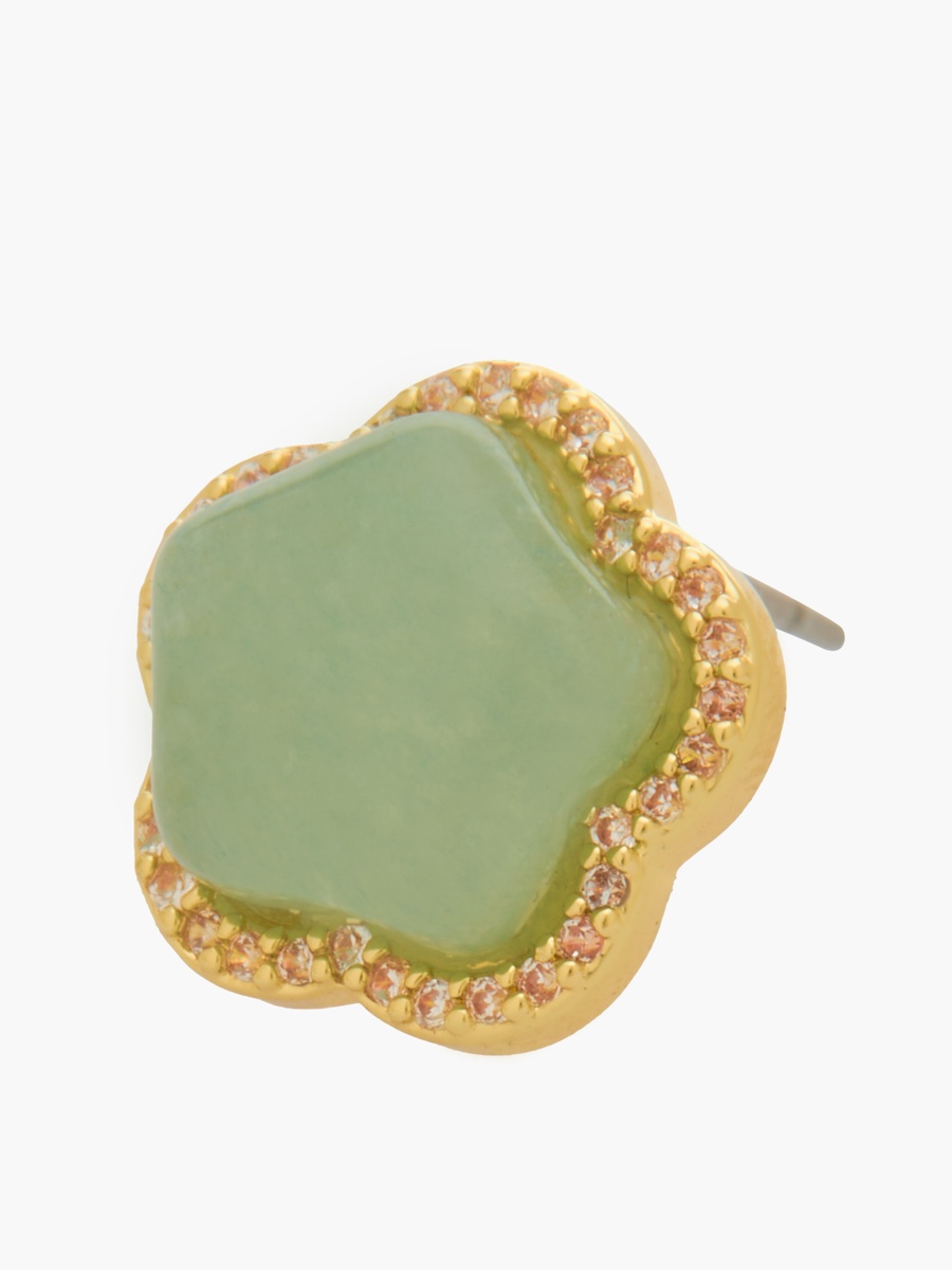 Floral Design Metallic Stud Earrings with Pushback Closure
