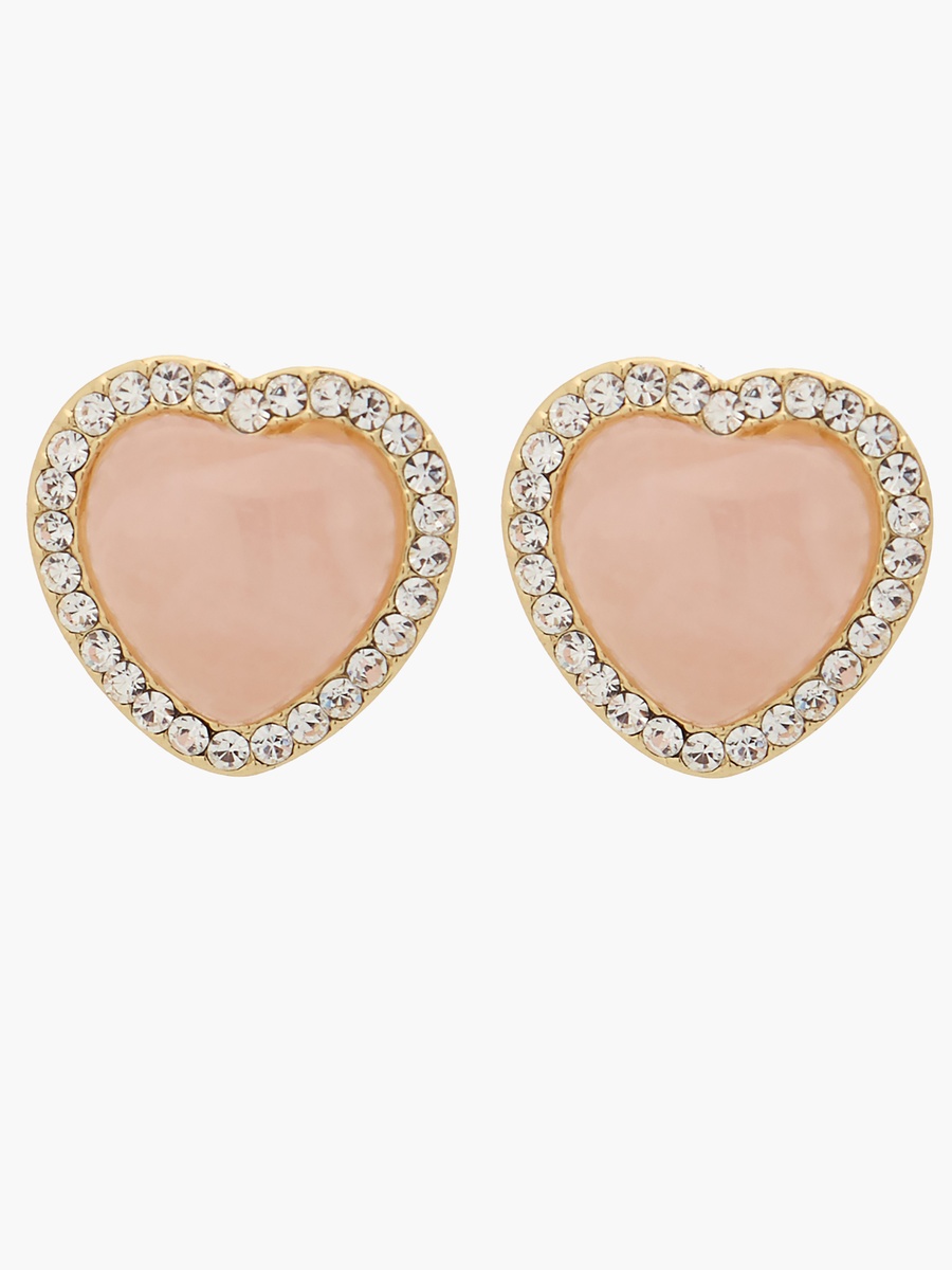 Gold Tone Embellished Stud Earrings with Pushback Closure