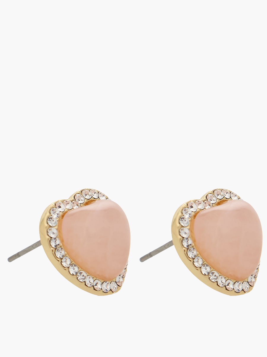 Gold Tone Embellished Stud Earrings with Pushback Closure