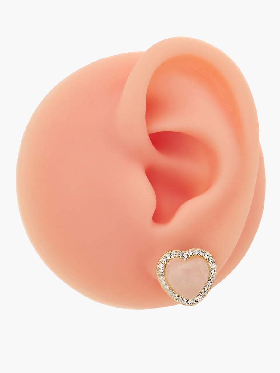 Gold Tone Embellished Stud Earrings with Pushback Closure