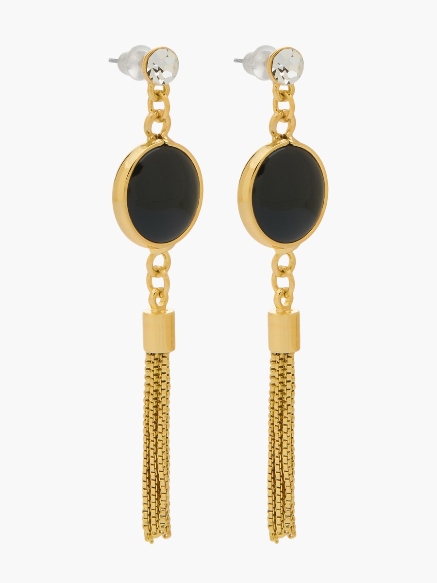 Gold Tone Tassel Drop Earrings with Pushback Closure