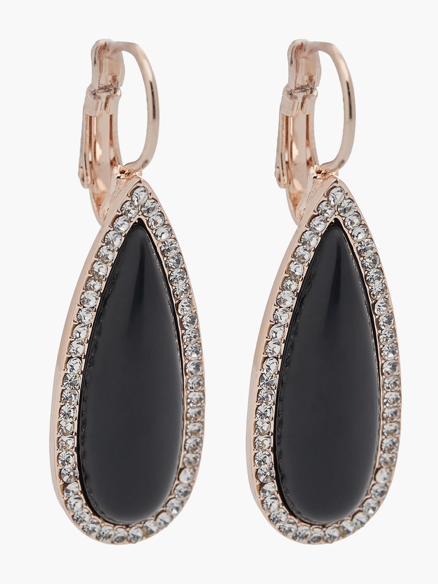 Gold Tone Embellished Earrings with Hinged Closure