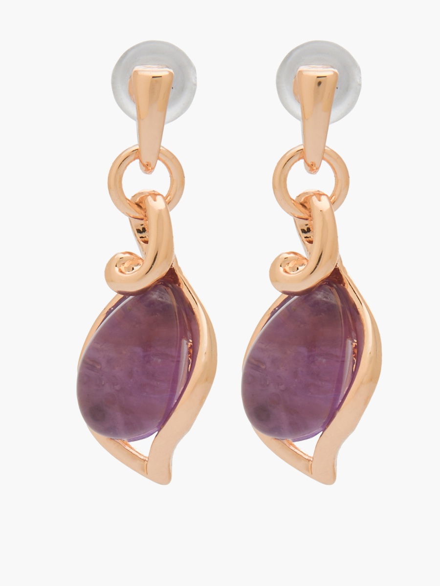 Gold Tone Teardrop Earrings with Pushback Closure