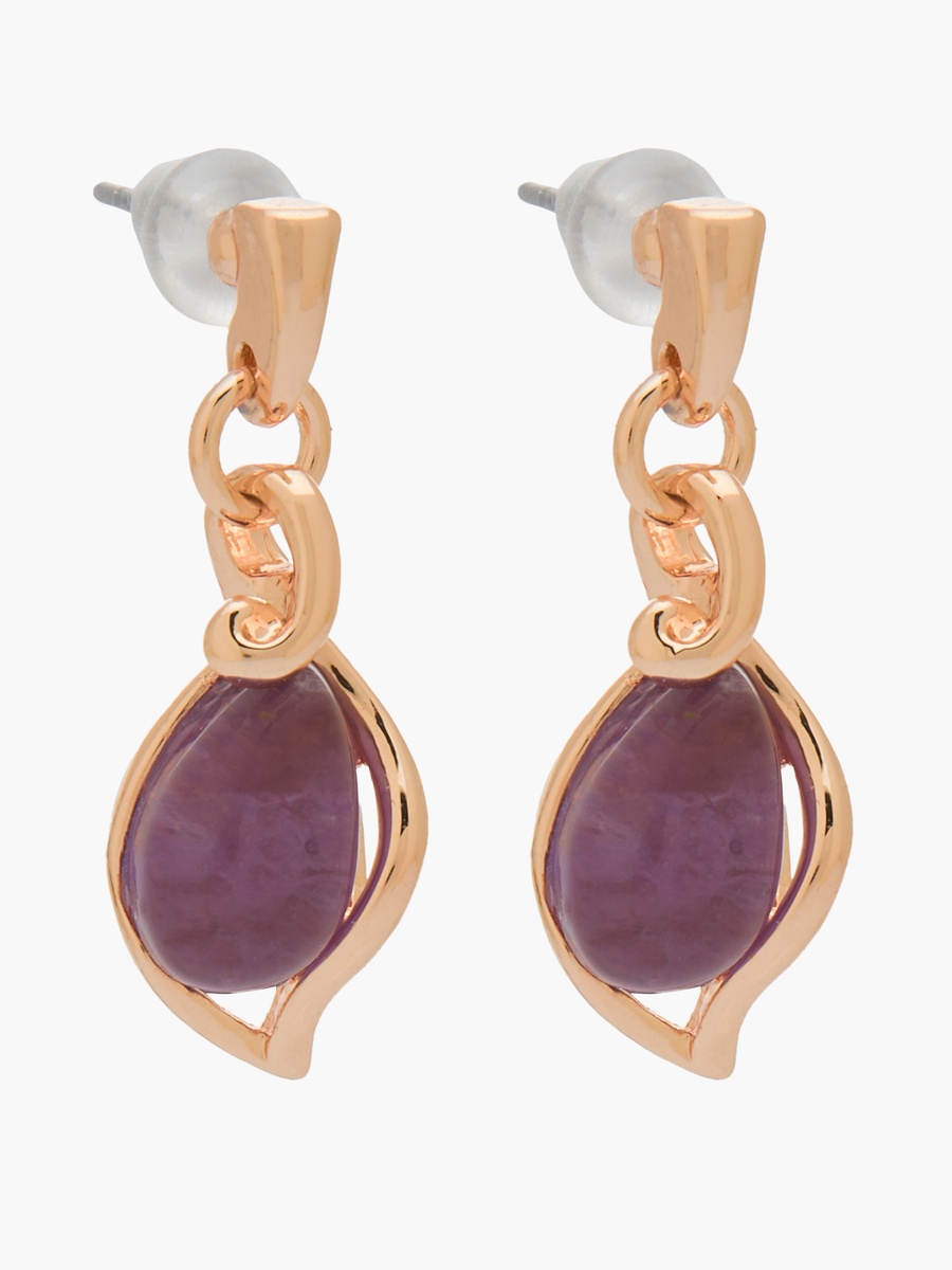 Gold Tone Teardrop Earrings with Pushback Closure