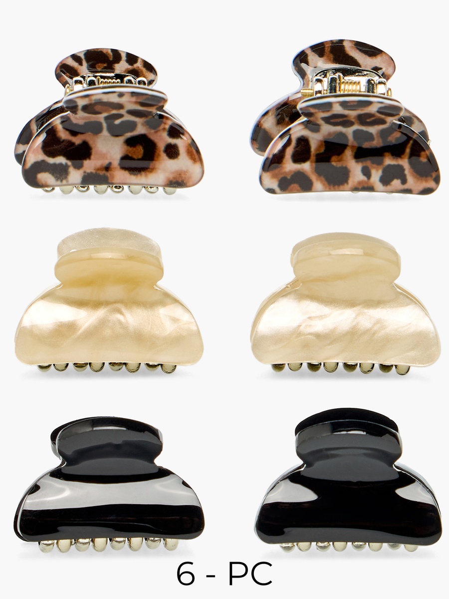 Pack of 6 Hair Clamps with Marble Finish