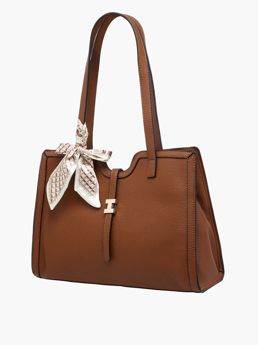 Tom Textured Tote Bag with Scarf Detail