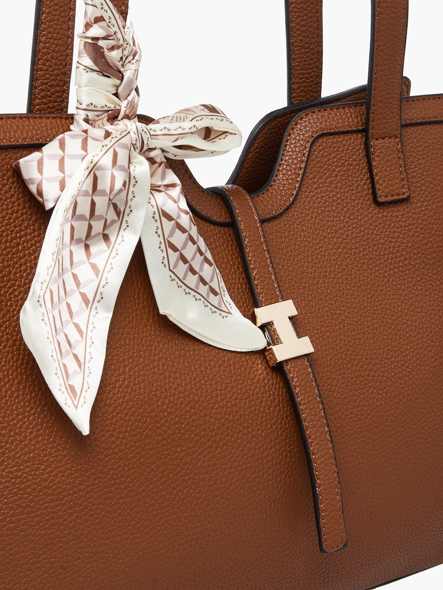 Tom Textured Tote Bag with Scarf Detail