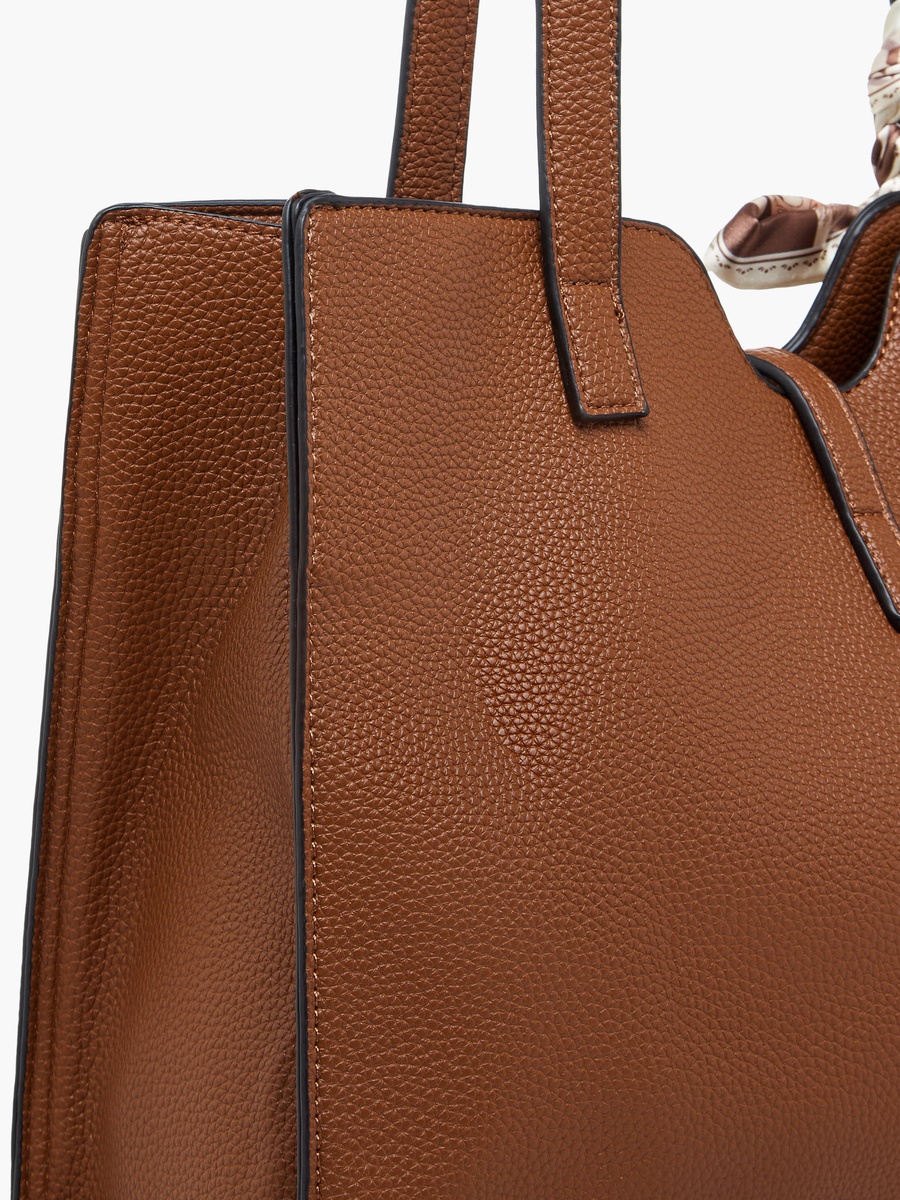 Tom Textured Tote Bag with Scarf Detail