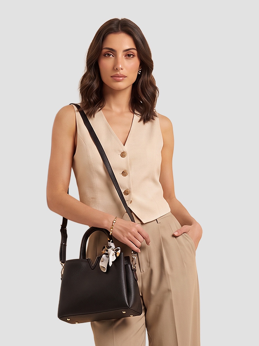 Tom Textured Tote Bag with Scarf Detail