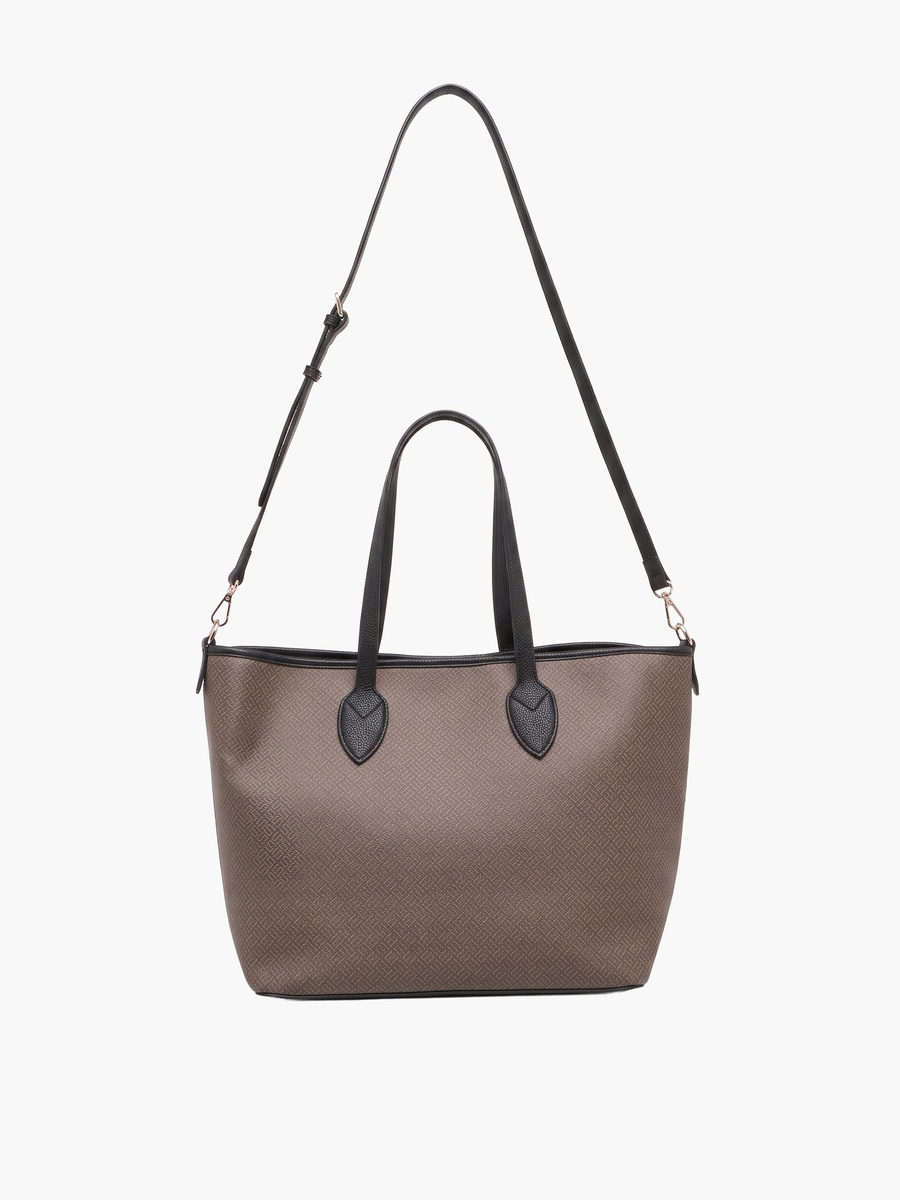 Monogram Print Tote Bag with Pouch