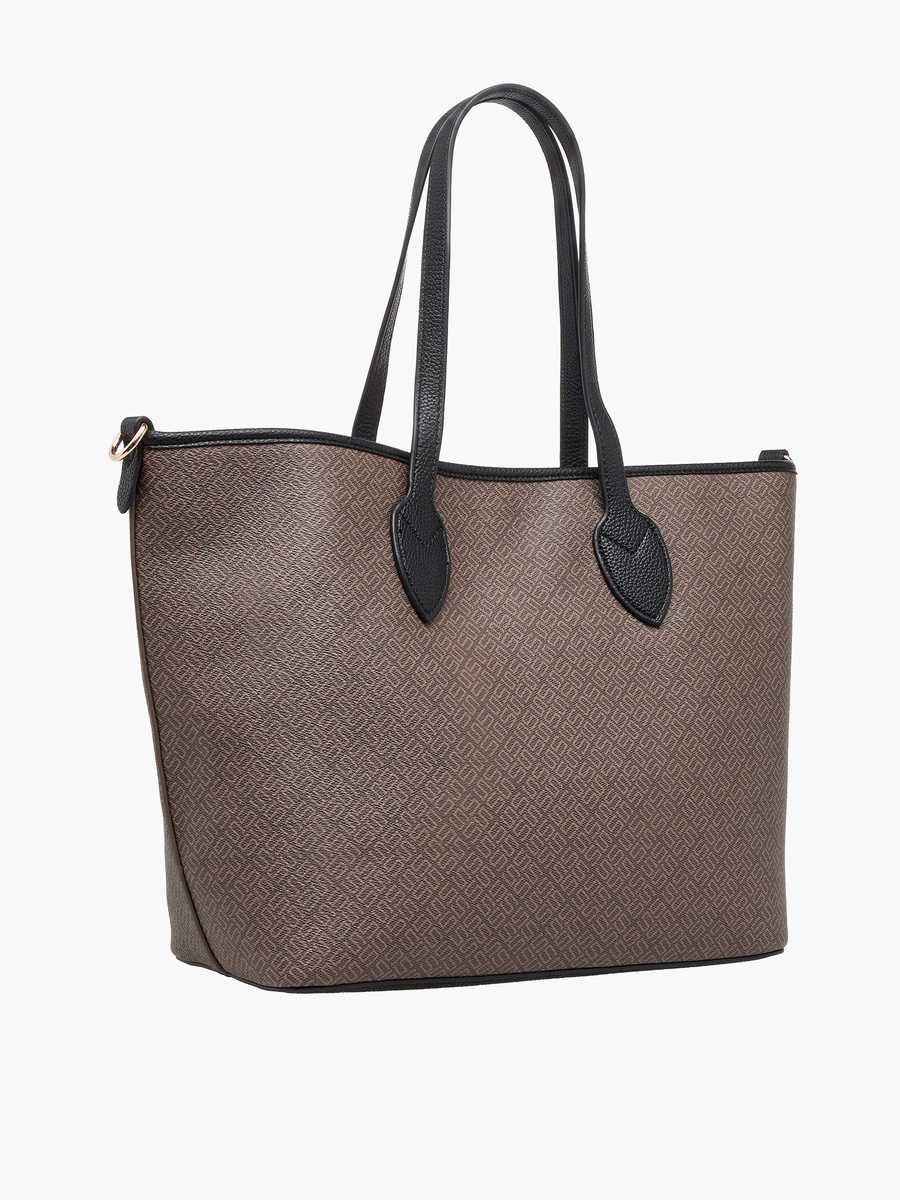Monogram Print Tote Bag with Pouch