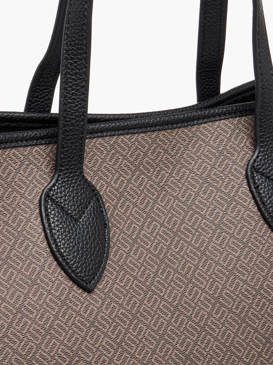 Monogram Print Tote Bag with Pouch