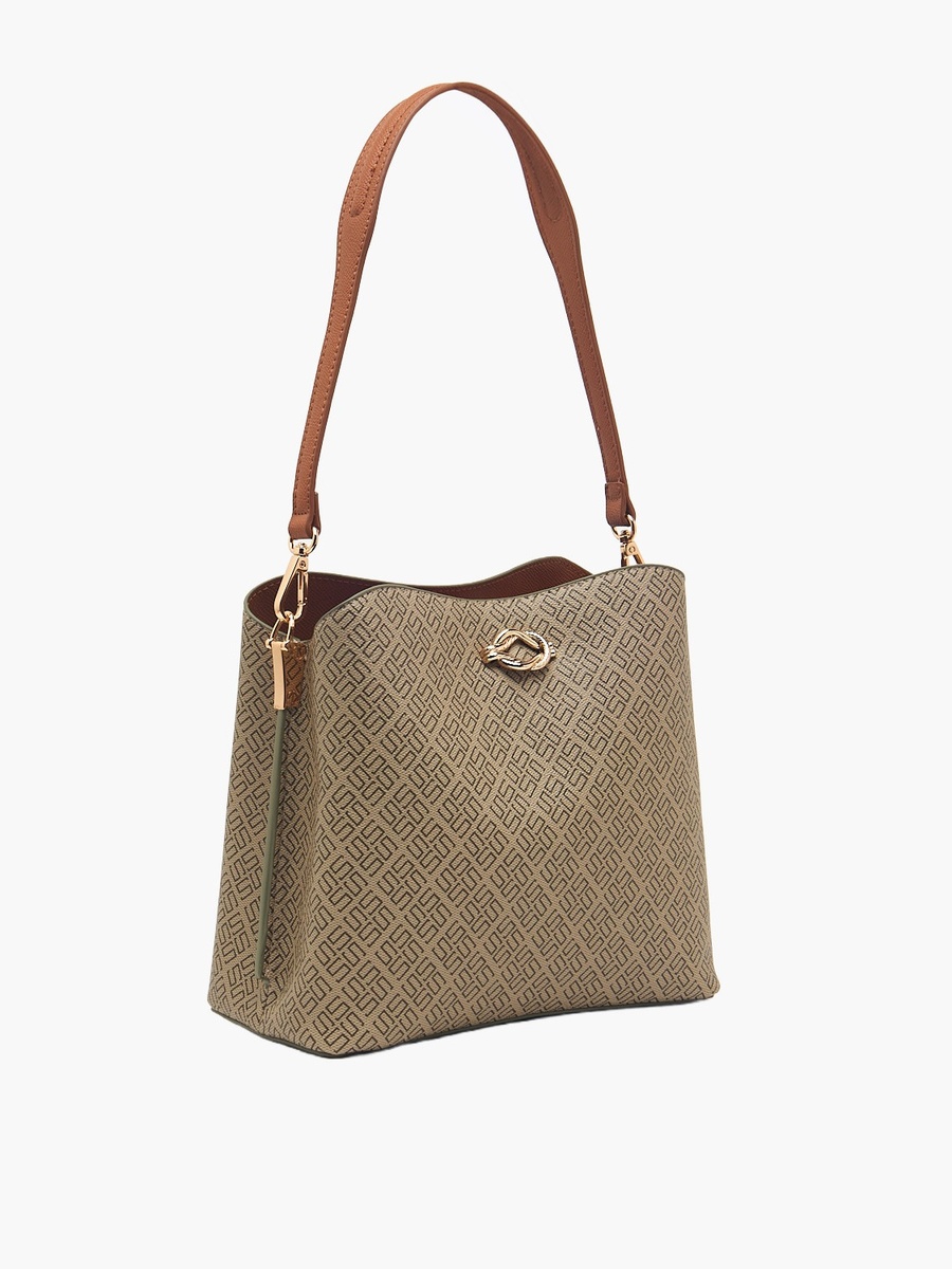 Textured Tote Bag with Detachable Strap