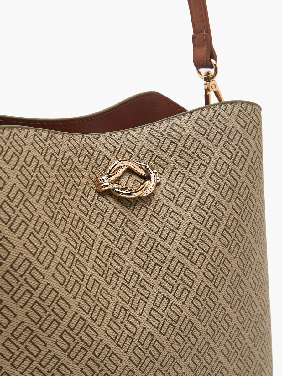 Textured Tote Bag with Detachable Strap