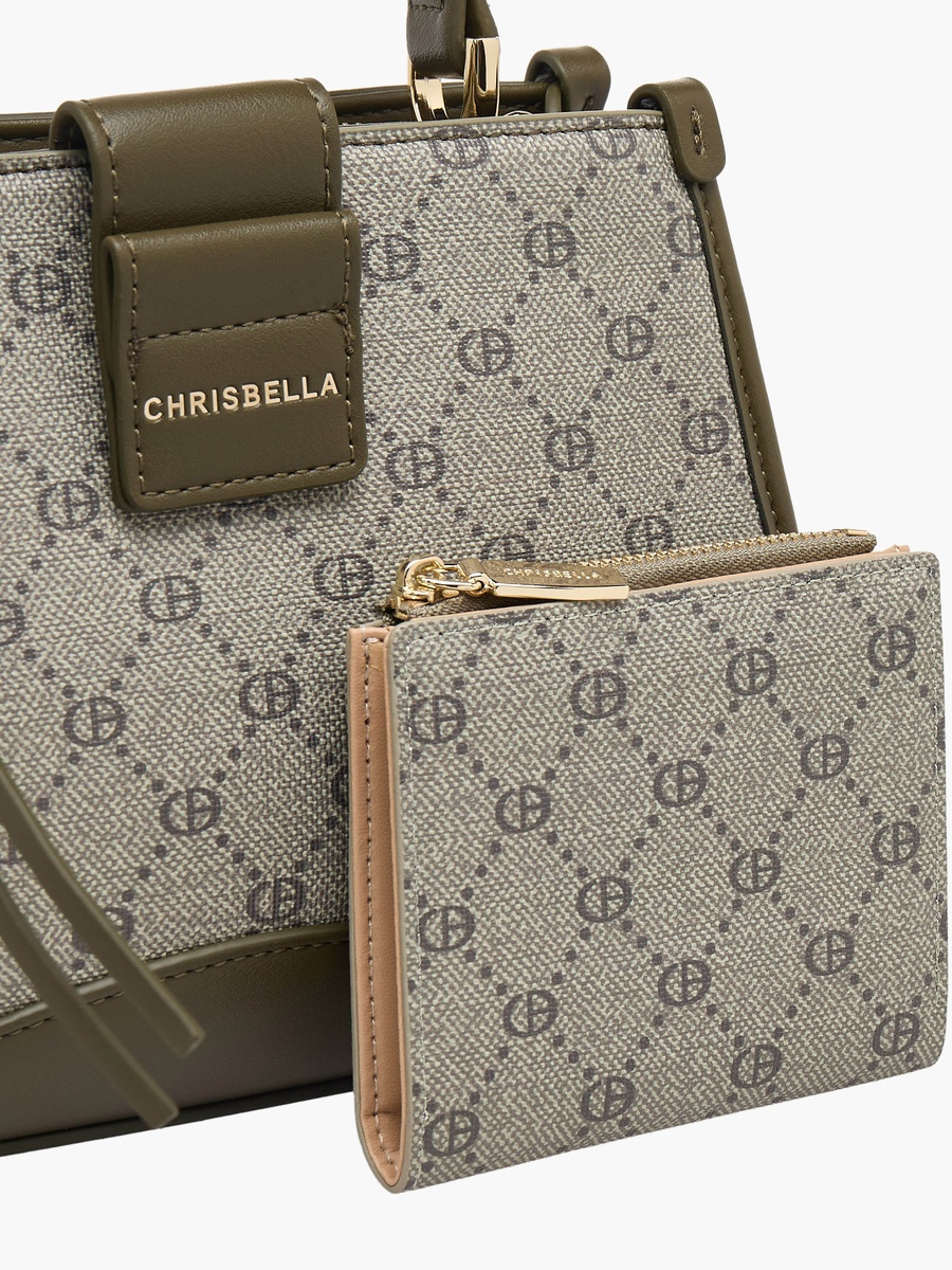 Textured Tote Bag with Wallet
