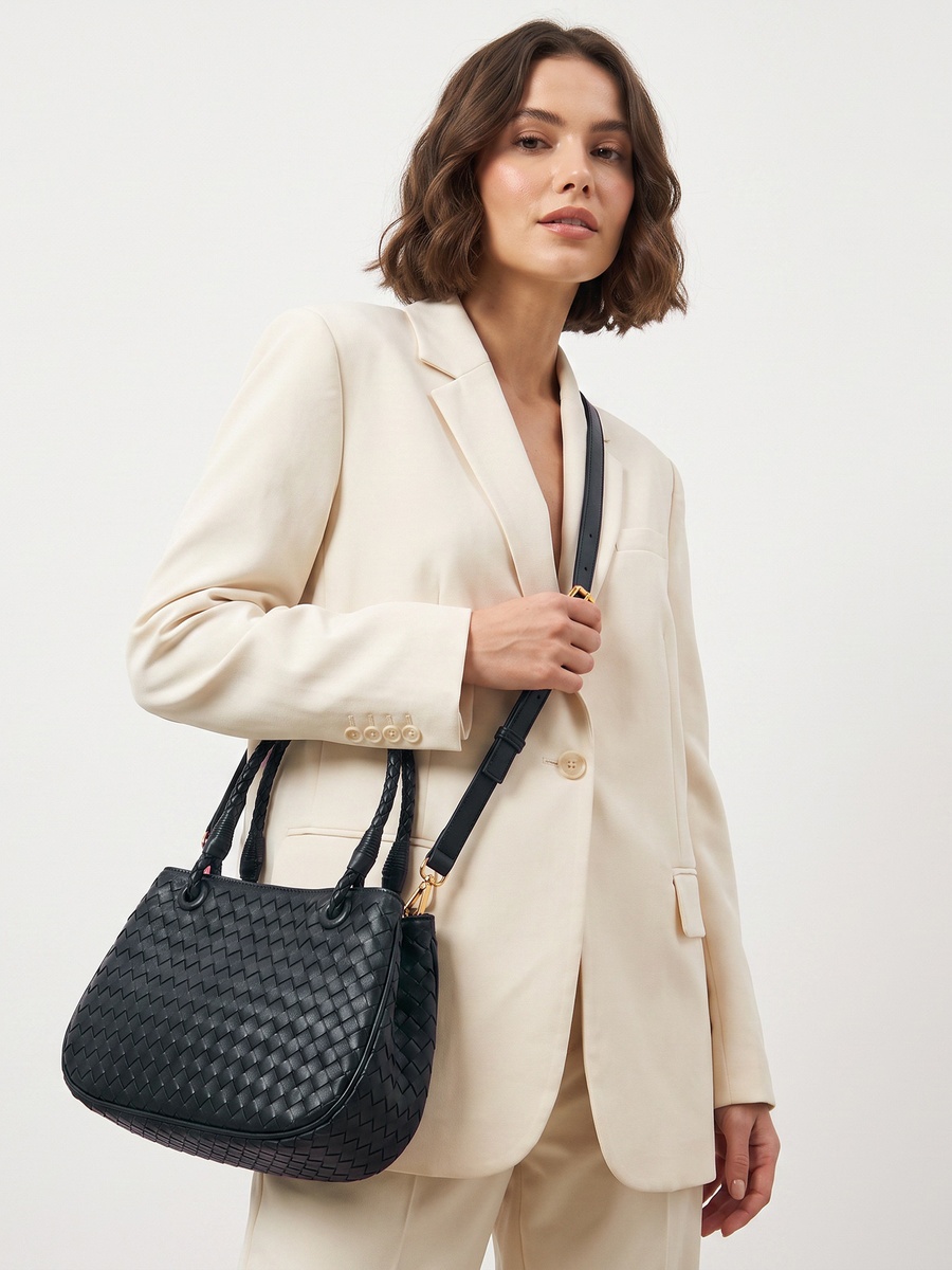 Woven Tote Bag with Detachable Strap
