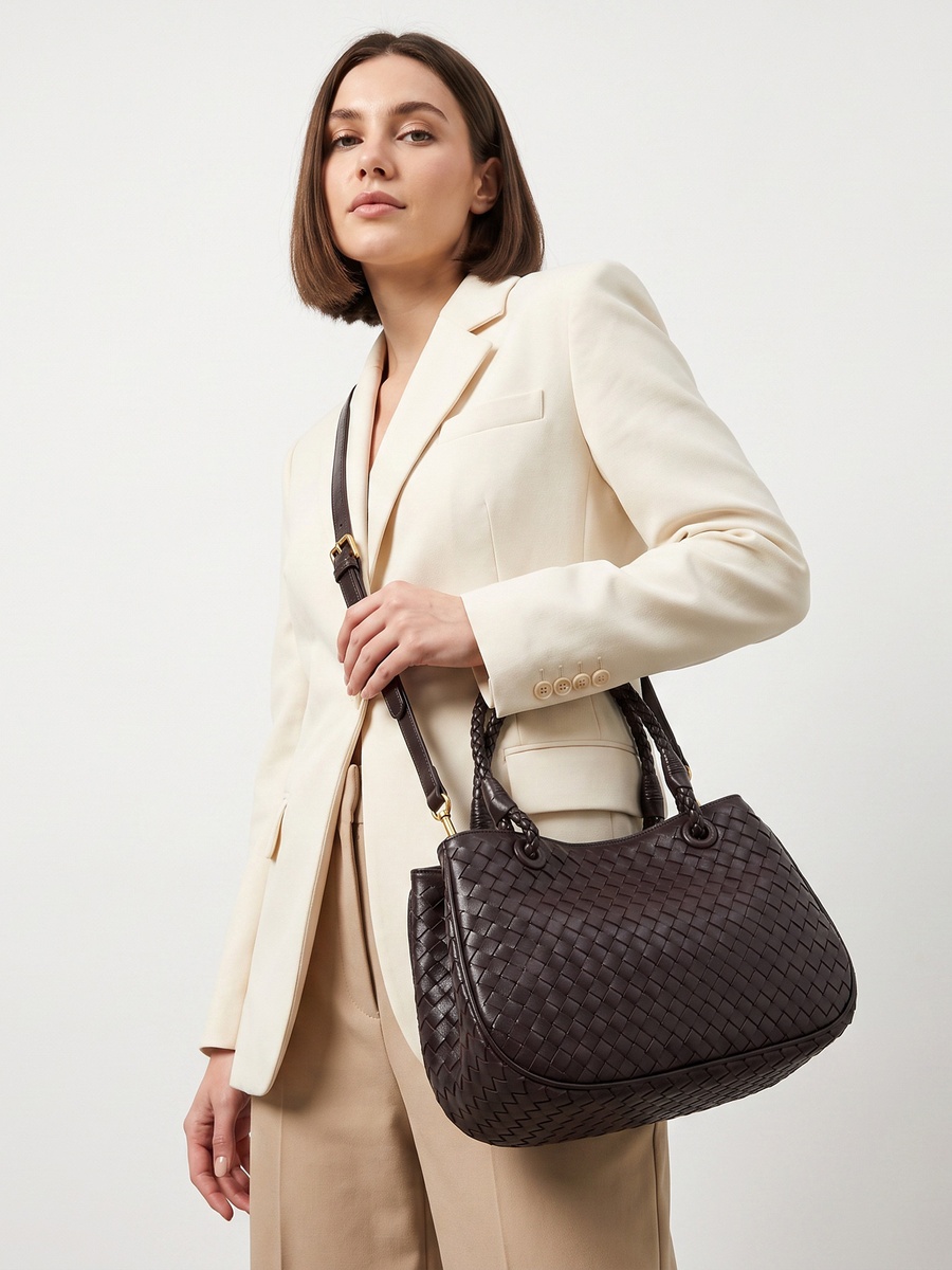 Woven Tote Bag with Detachable Strap