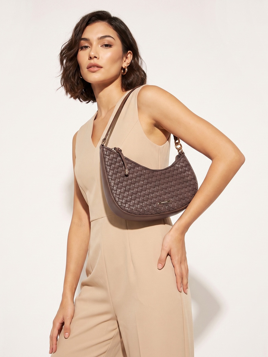 Woven Baguette Bag with Pouch