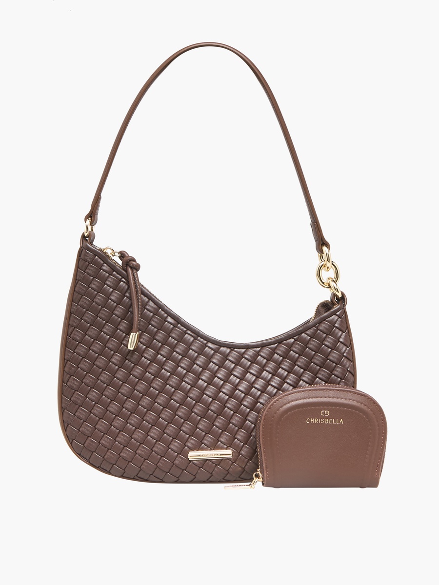 Woven Baguette Bag with Pouch
