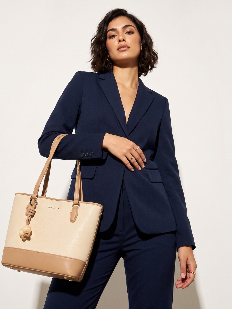 Textured Tote Bag with Pouch