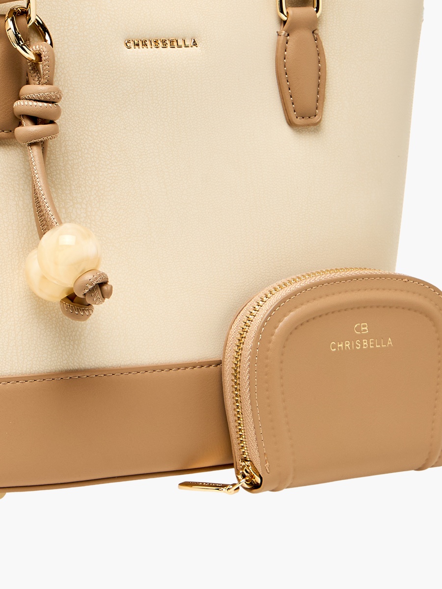 Textured Tote Bag with Pouch