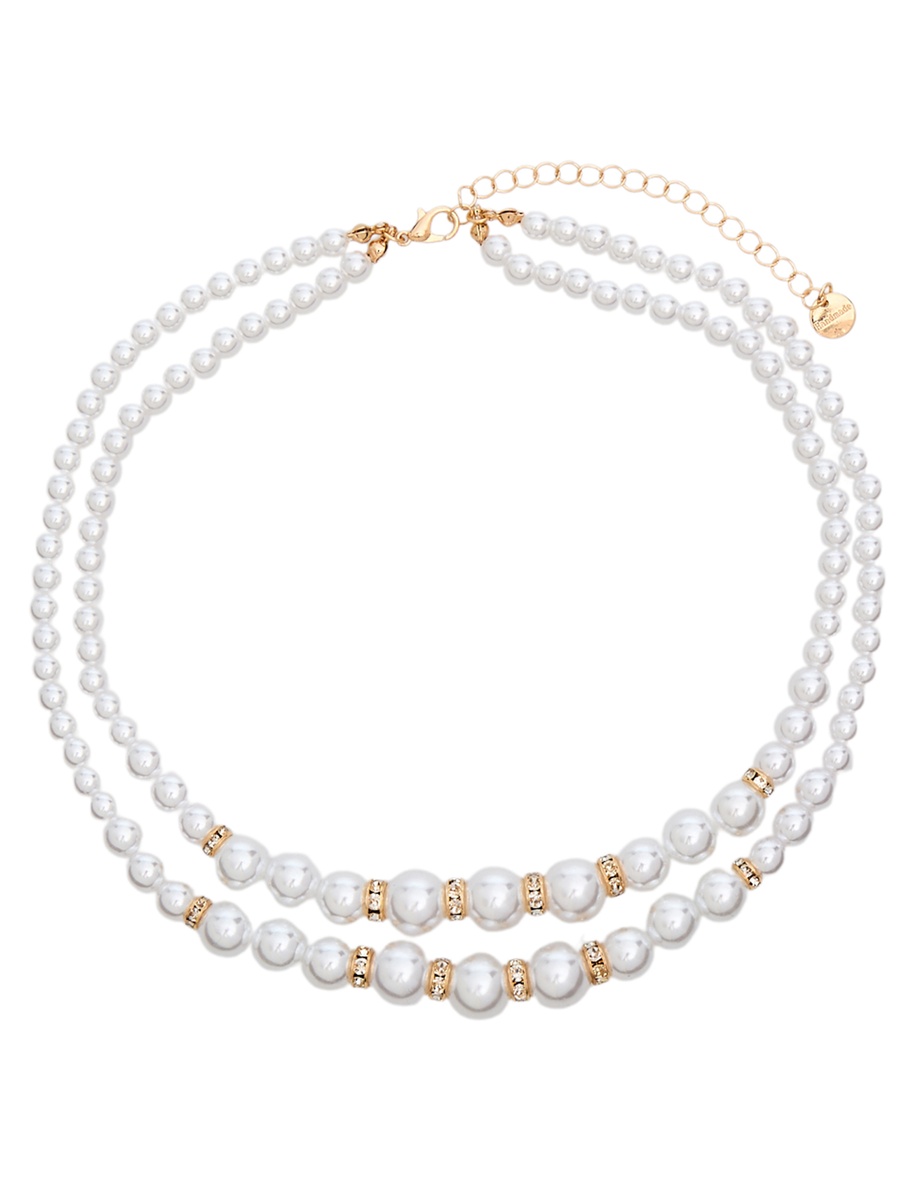 Layered Pearl Necklace with Embellishment